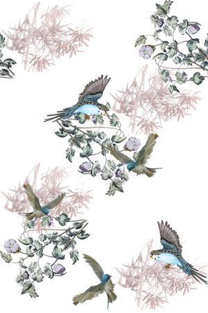 清爽底花卉印花花型图片