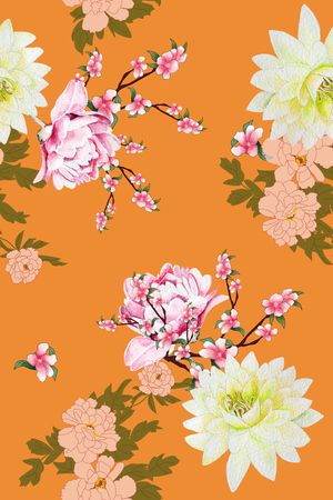 桃花印花花型图片