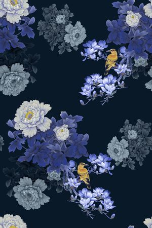 玉兰花印花花型图片