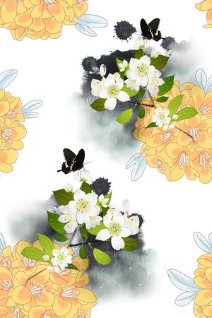 春夏花型印花花型图片