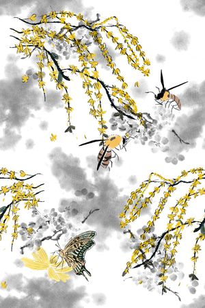 春夏花型印花花型图片