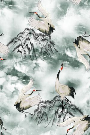 仙鹤印花花型图片