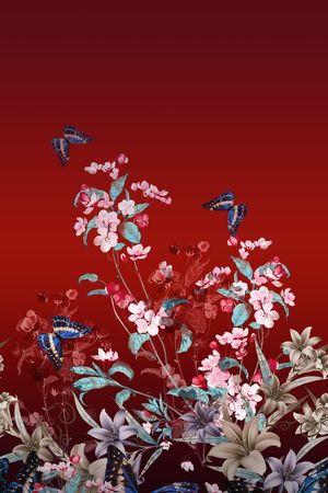 蝴蝶印花花型图片
