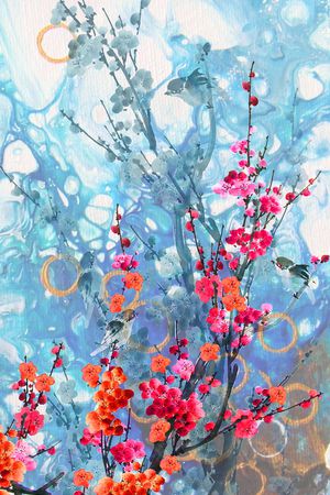 朦胧花卉印花花型图片