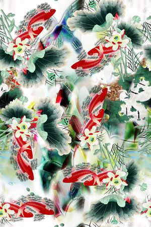 锦鲤印花花型图片