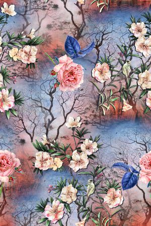 手绘印花花型图片