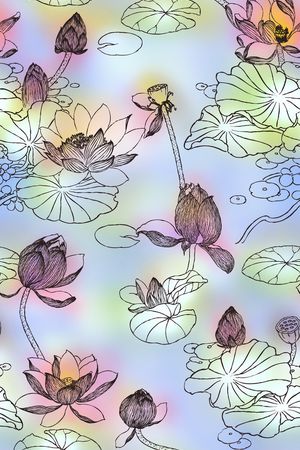 荷花印花花型图片