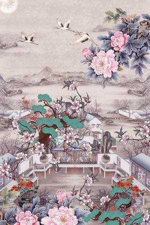仙鹤印花花型图片