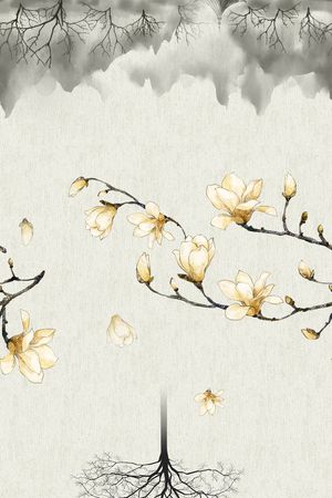 水墨水墨画印花花型图片