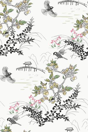风景景观印花花型图片