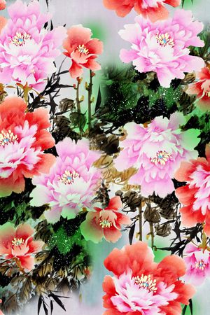 牡丹印花花型图片