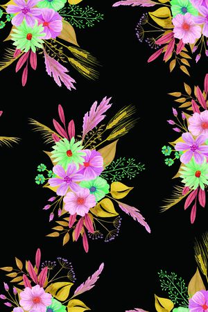 清爽底花卉印花花型图片