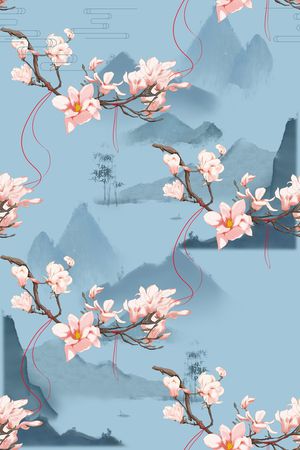 水墨风印花花型图片