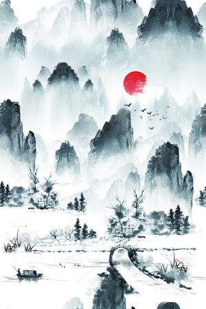 水墨风印花花型图片