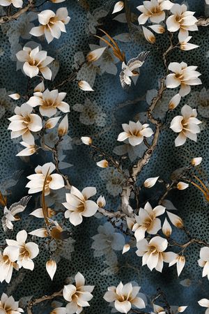 花鸟印花花型图片