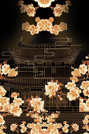 旗袍印花花型图片