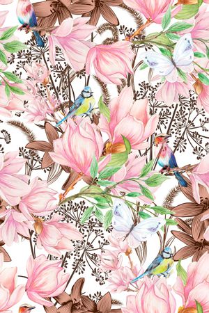 花卉花鸟印花花型图片