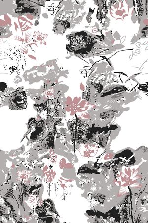 荷花印花花型图片