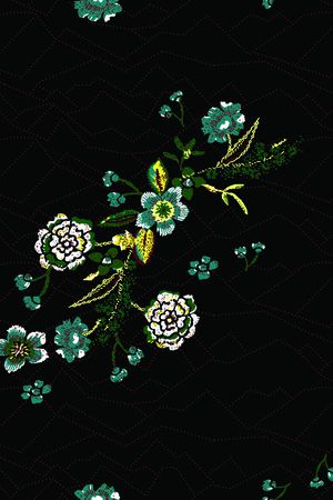 黑底花卉印花花型图片
