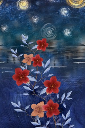 中国风定位花印花花型图片