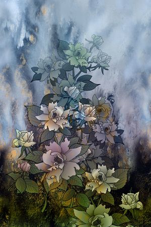 中国风定位花印花花型图片
