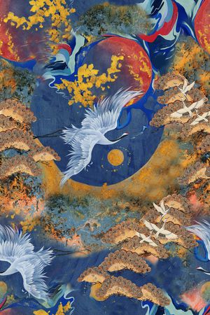 仙鹤印花花型图片