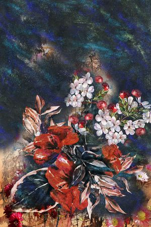 油画花型印花花型图片