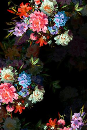 手绘花卉印花花型图片