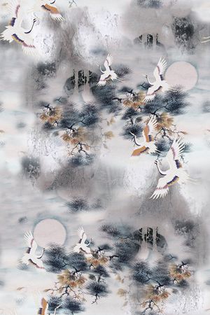 水墨风印花花型图片