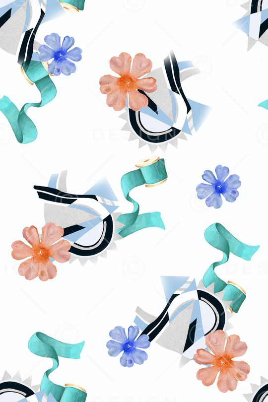 线条印花花型图片