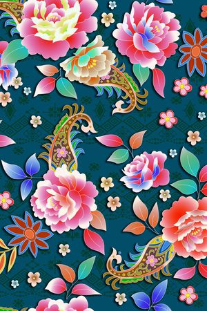 手绘花卉印花花型图片