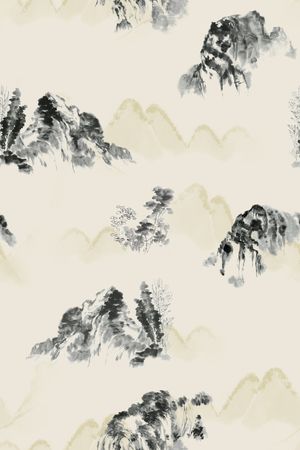 水墨风印花花型图片