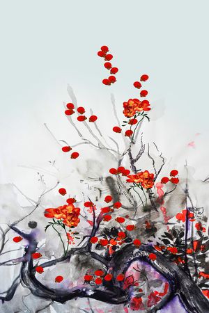 中国风定位花印花花型图片