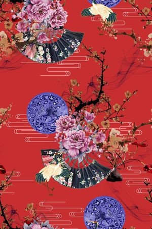 旗袍印花花型图片