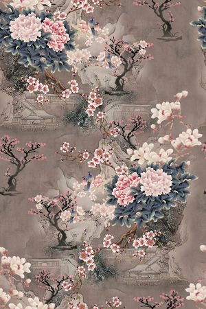 牡丹印花花型图片