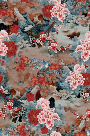 牡丹印花花型图片