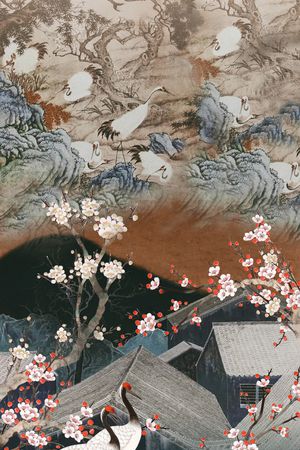 中国风定位花印花花型图片
