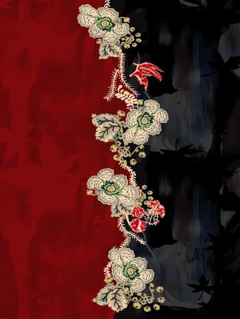 民族花卉印花花型图片