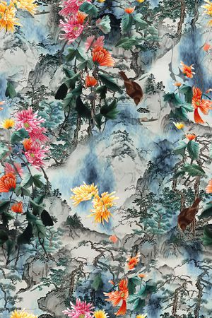 花鸟印花花型图片