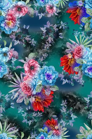 连衣裙印花花型图片
