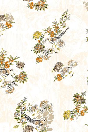 花鸟印花花型图片