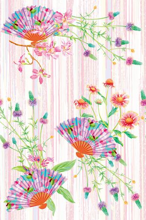 扇子印花花型图片