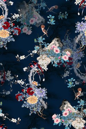 花鸟印花花型图片