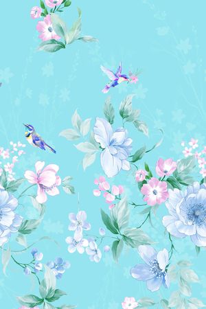 花鸟印花花型图片