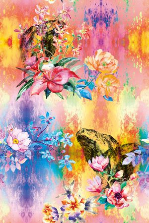 手绘花卉印花花型图片