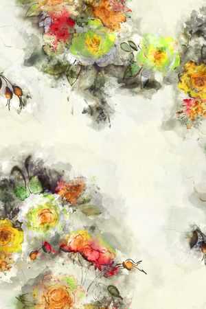 水彩印花花型图片