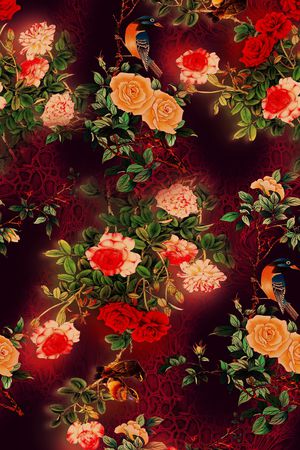 花鸟印花花型图片