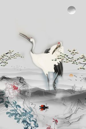 中国风定位花印花花型图片