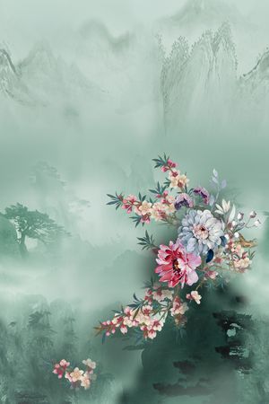 旗袍印花花型图片
