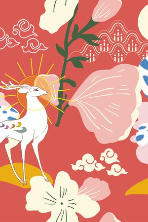 鹿印花花型图片